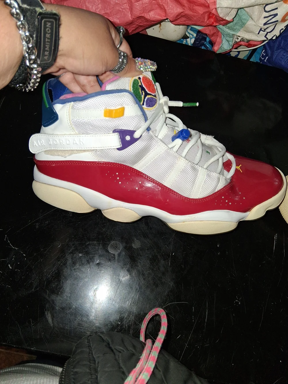 Nike Jordan Multicolor Men's Basketball Sneakers with Red Toe